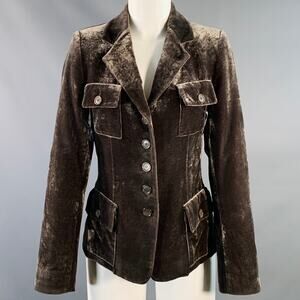 MICHAEL KORS Size 8 Grey Velvet Notch Lapel Jacket Blazer